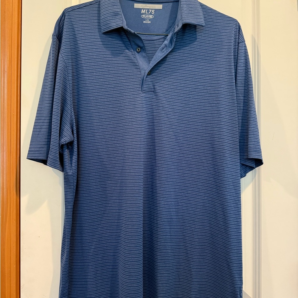 Greg Norman Collection Blue Subtle Striped Performance Polo Shirt